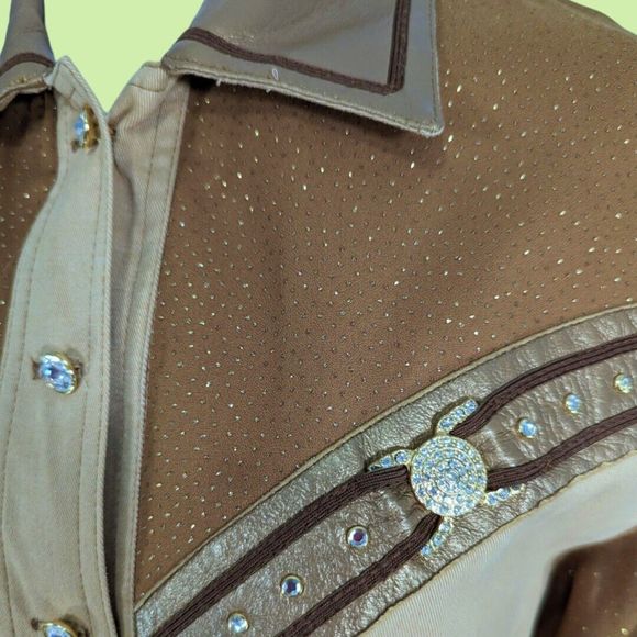 Cache Vintage Embellished Jacket‎ Pants Women's S Brown Studded Western - Picture 4 of 9